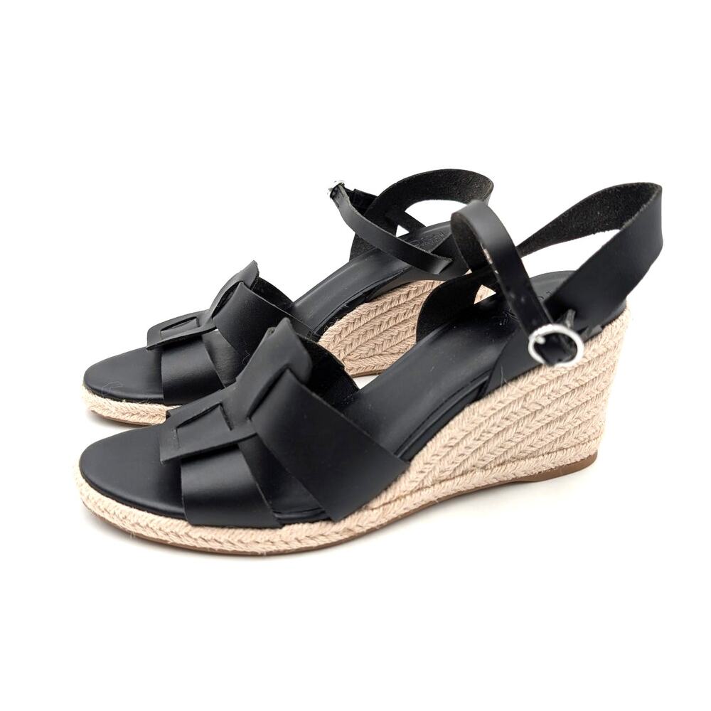 Nordstrom Rack Renata Espadrille Wedge Sandals Women's Black Size US8M EU38